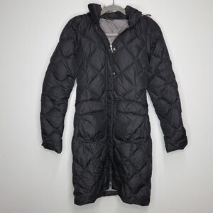 The North Face 550 FP Long Goose Down Jacket, Hooded Trench Coat Puffer XS Black